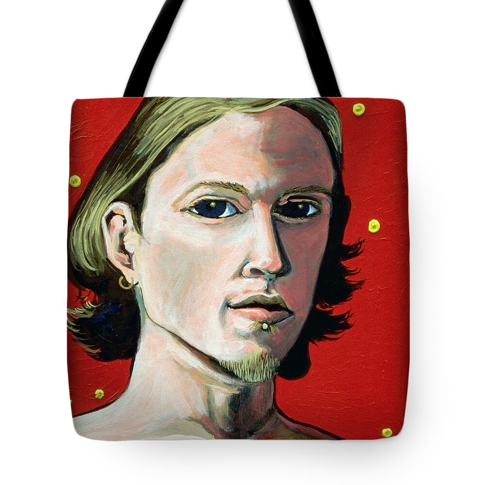 Artist's Self Portrait 1995 Tote Bag featuring the painting Self Portrait 1995 by Feile Case