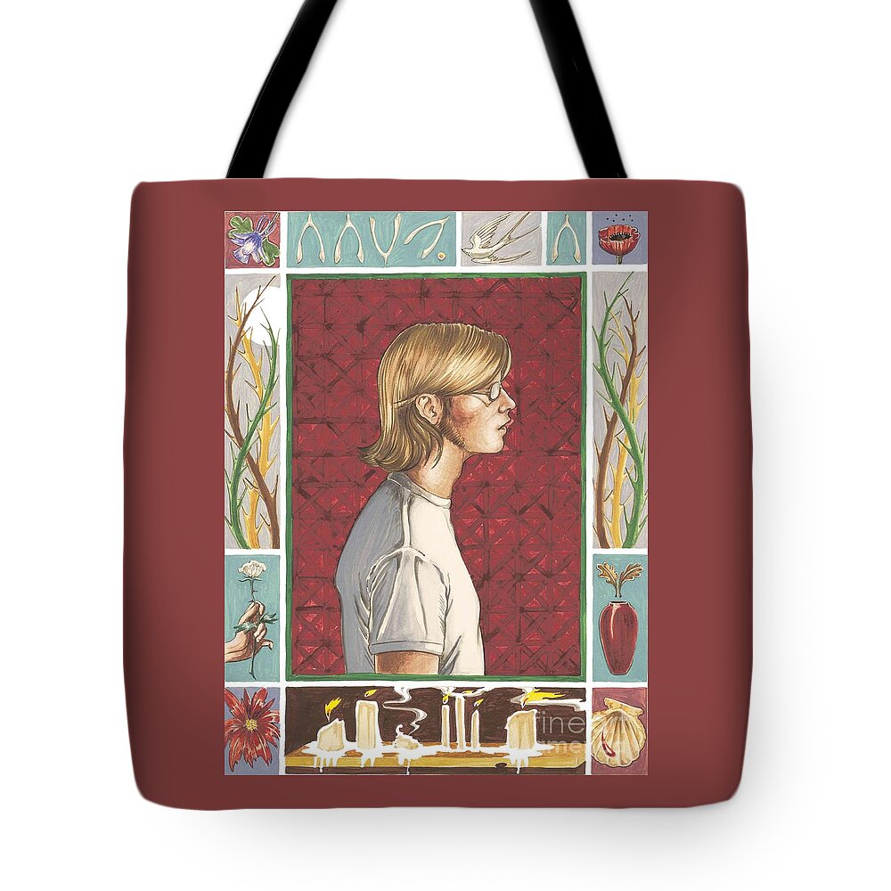 Self-portrait Tote Bag featuring the painting Self Portrait of the Artist 1977 by William Hart McNichols