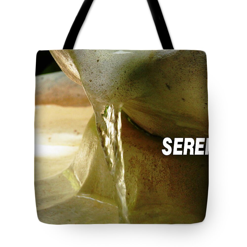 Serenity In The Simple...behold The Water Fountain....listen! Can You Hear The Water? Tote Bag featuring the photograph Serenity by Belinda Lee