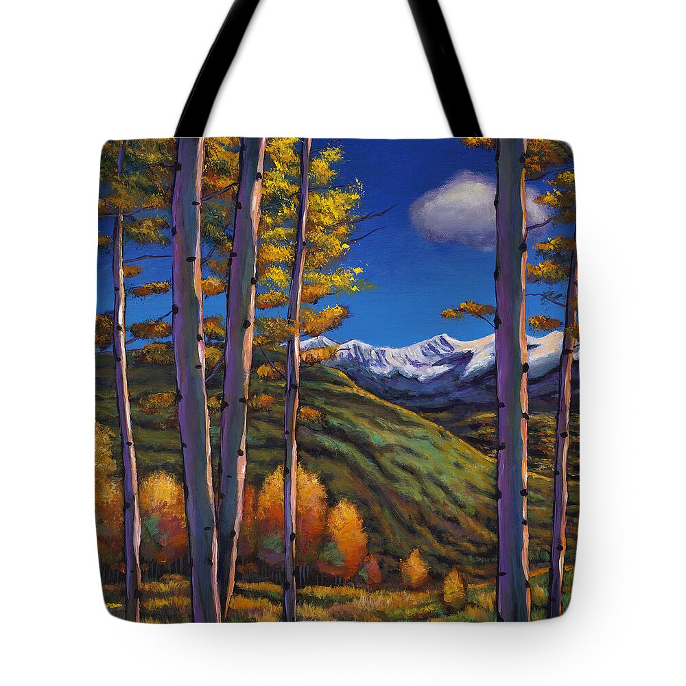 Autumn Aspen Tote Bag featuring the painting Serenity by Johnathan Harris