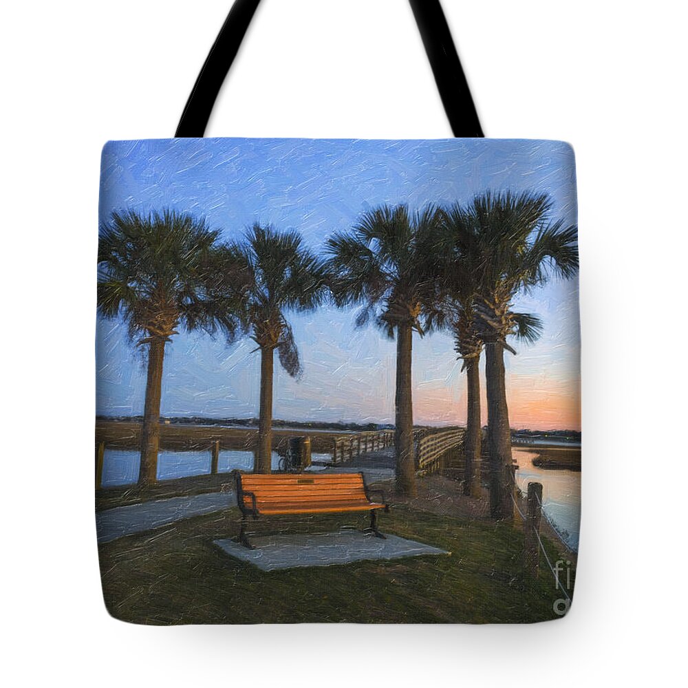 Sunset Tote Bag featuring the digital art Set a Spell and Dream by Dale Powell