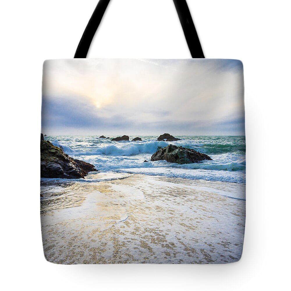 Cml Brown Tote Bag featuring the photograph Setting Sun And Rising Tide by CML Brown