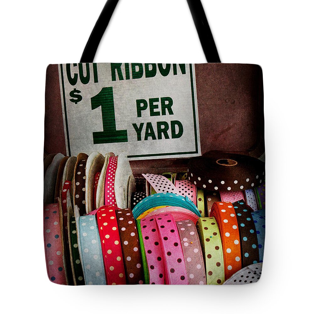 Hdr Tote Bag featuring the photograph Sewing - Ribbon by the yard by Mike Savad