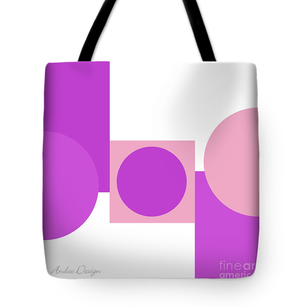 Andee Design Tote Bag featuring the digital art Shades And Shapes Of Radiant Orchid Square by Andee Design