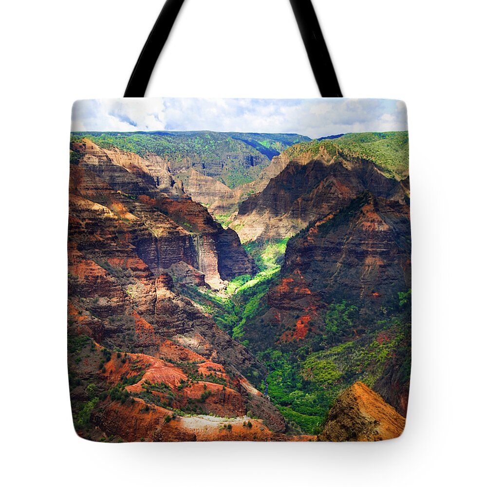 Canyon Tote Bag featuring the photograph Shadows of Waimea Canyon by Christi Kraft