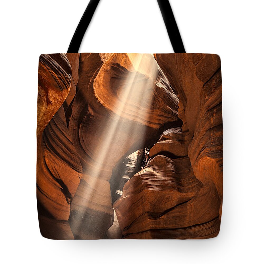 Antelope Canyon Tote Bag featuring the photograph Shaft of Light by Diana Powell