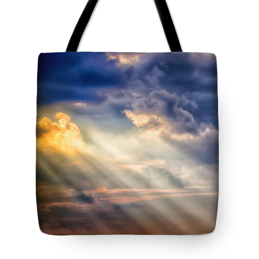 Shaft Tote Bag featuring the photograph Shaft of light by Garry Gay