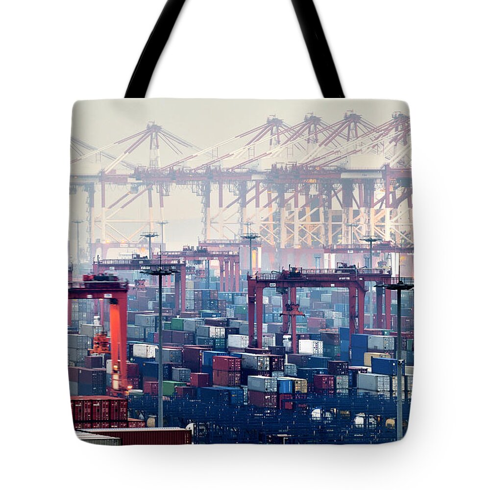 Tranquility Tote Bag featuring the photograph Shanghai Yangshan Deep-water Port, China by Douglas Von Roy