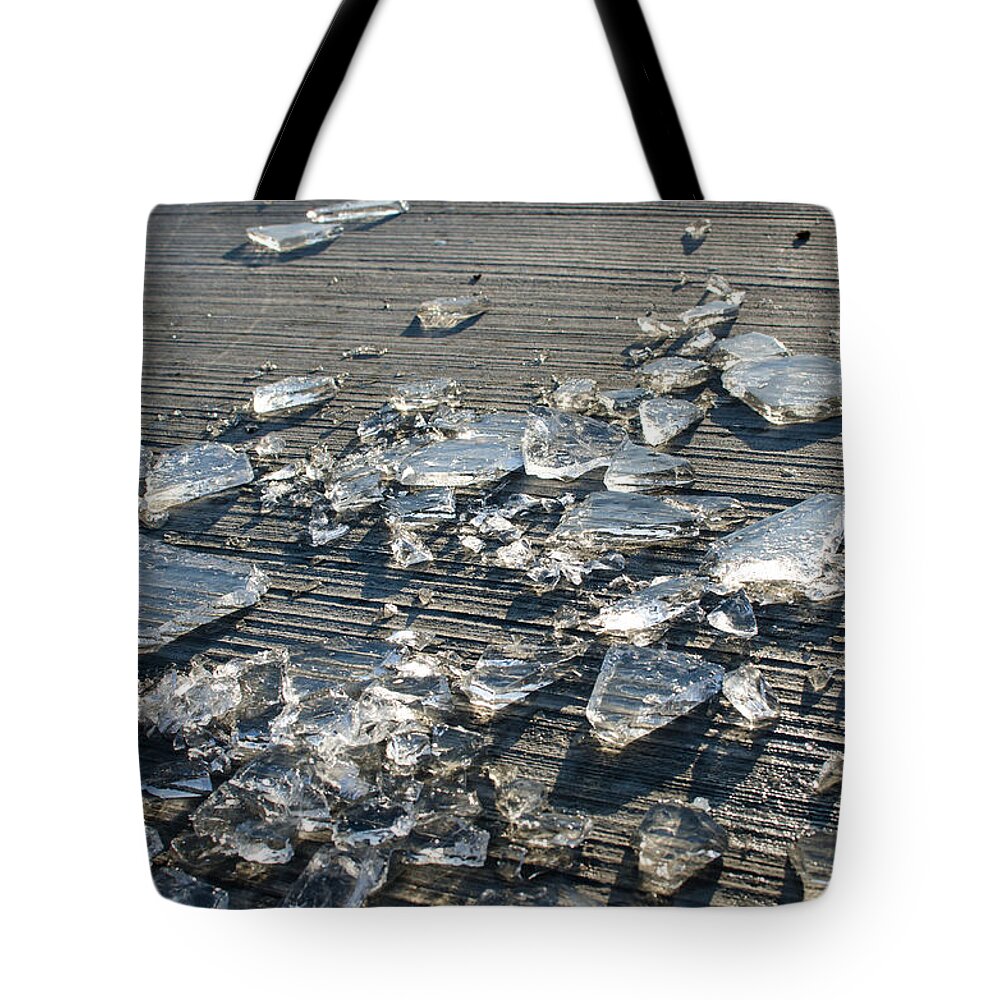 Ice Tote Bag featuring the photograph Shards Of Smashed Ice by Andreas Berthold