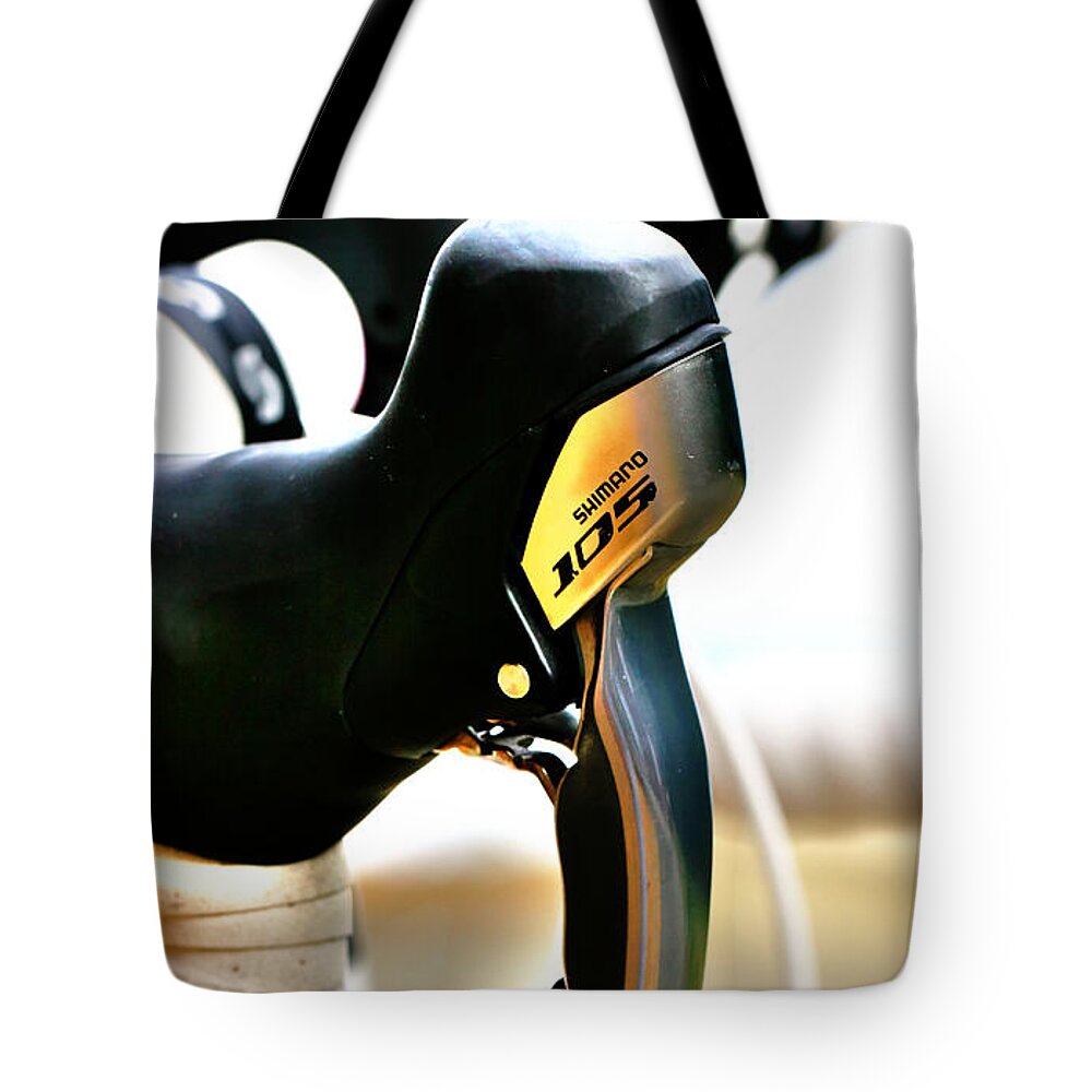 Shimano Tote Bag featuring the photograph Shimano 105 Bike Shifter by Tap On Photo