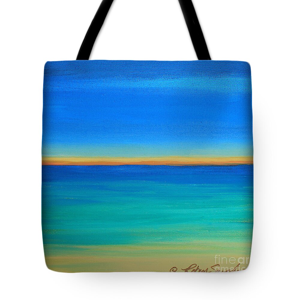 Sunset Tote Bag featuring the painting Shimmering Sea #2 by Robyn Saunders
