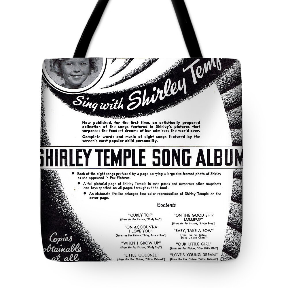 Nostalgia Tote Bag featuring the photograph Shirley Temple Song Album by Mel Thompson