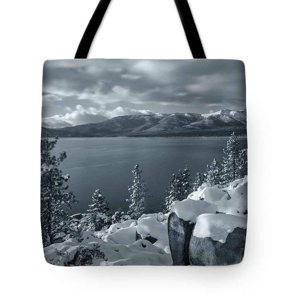 Landscape Tote Bag featuring the photograph shivery BW by Jonathan Nguyen