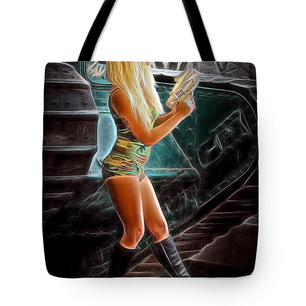 Fantasy Tote Bag featuring the painting Shock Trooper by Jon Volden