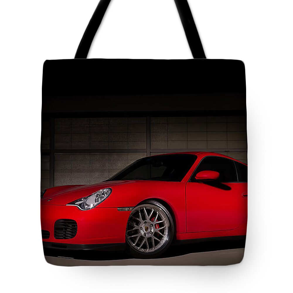 Red Tote Bag featuring the digital art Shot in the Dark by Douglas Pittman