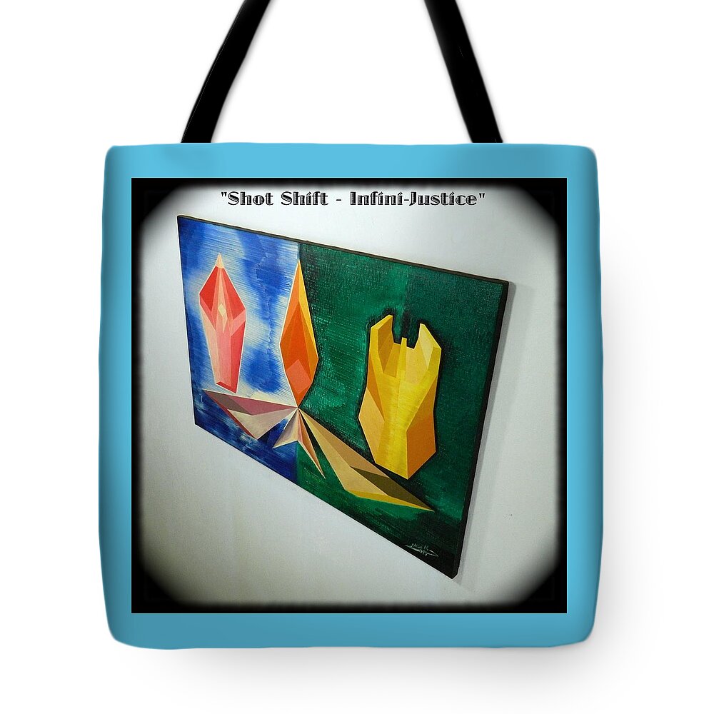 Spirituality Tote Bag featuring the painting Shot Shift - Infini-justice 2 by Michael Bellon