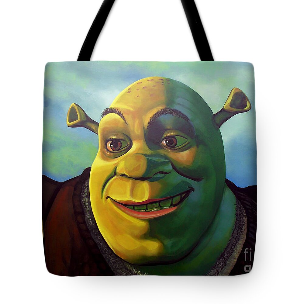 Shrek Tote Bag featuring the painting Shrek by Paul Meijering
