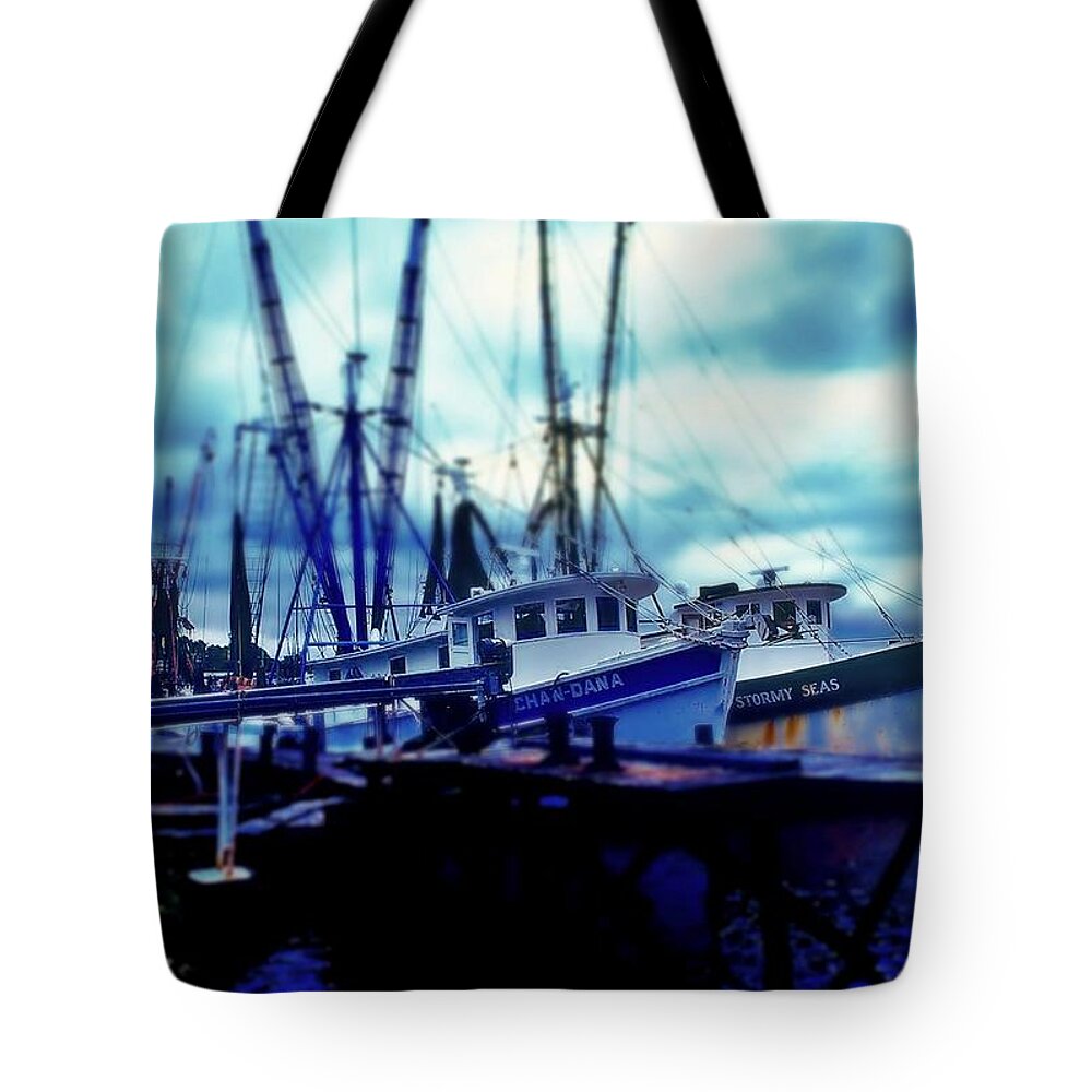 Fine Art Tote Bag featuring the photograph Shrimp Boats by Rodney Lee Williams