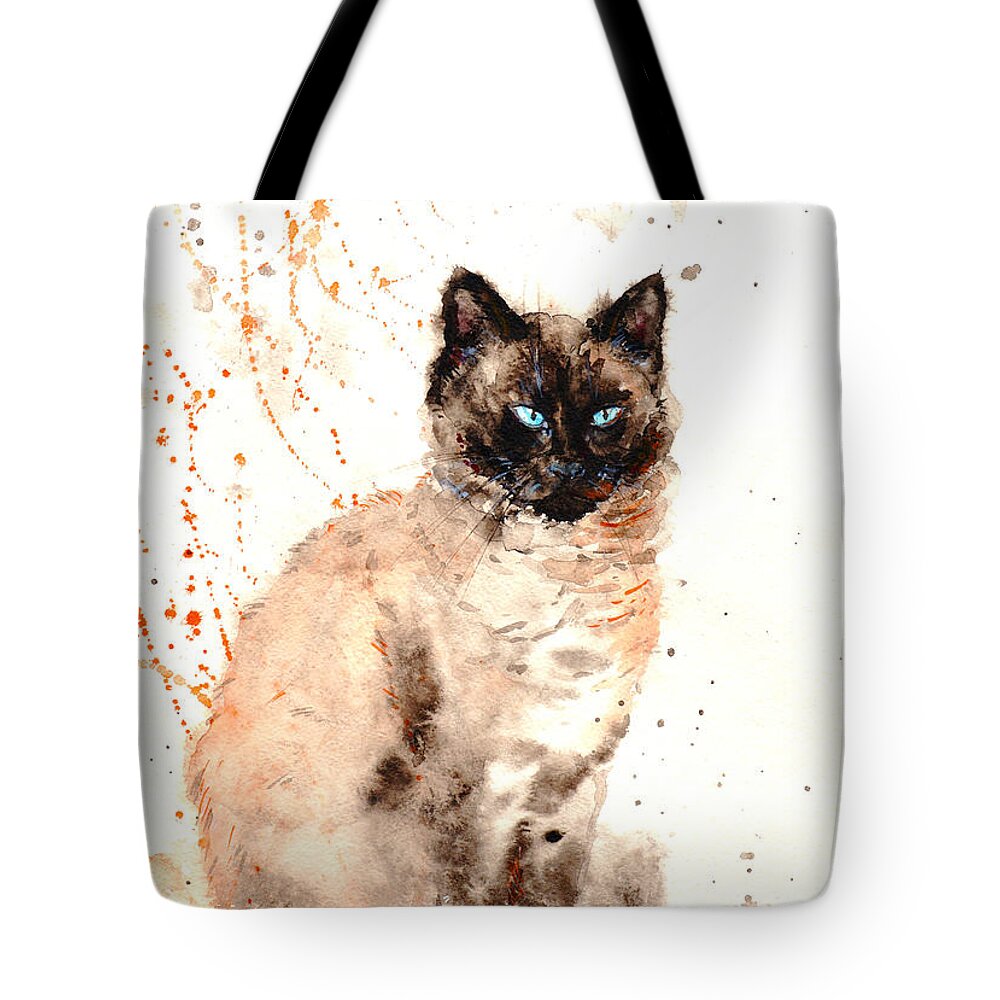 Siamese Cat Tote Bag featuring the painting Siamese Beauty by Zaira Dzhaubaeva