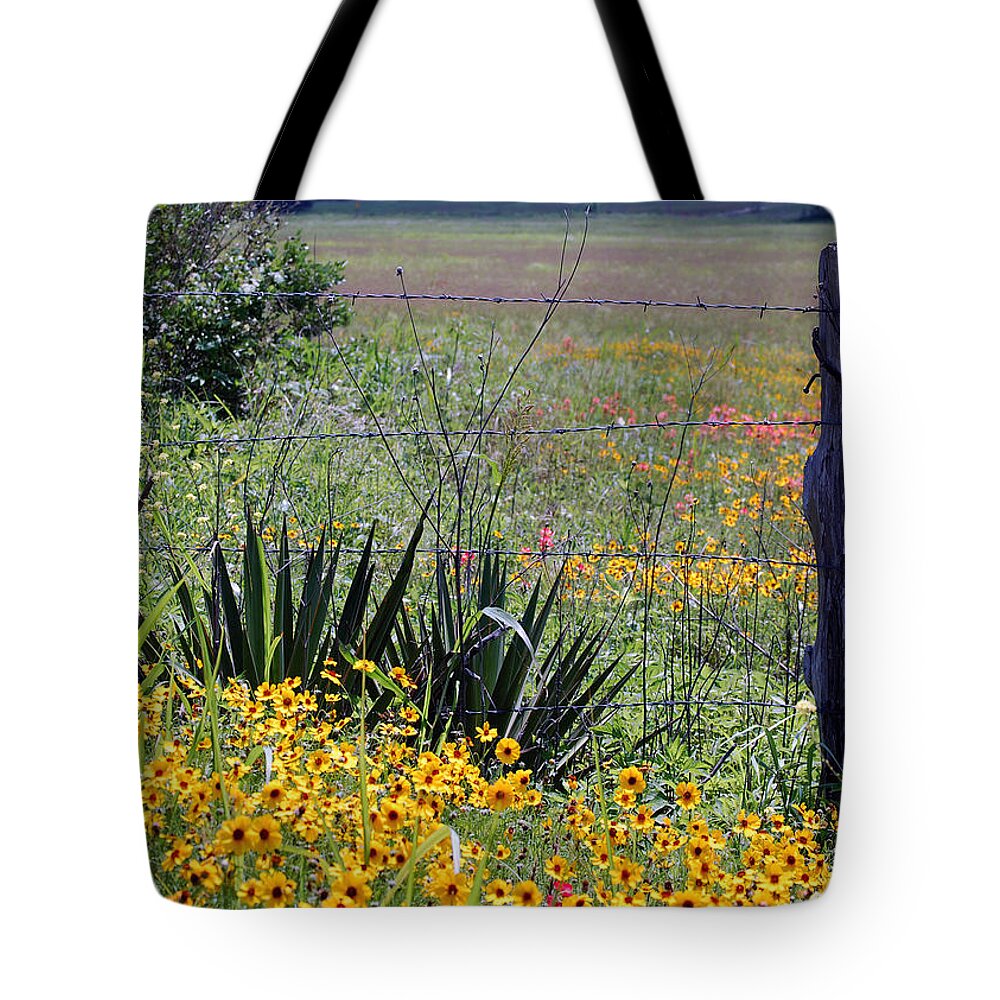Fence Tote Bag featuring the photograph Side of The Road Beauty Greeting Card by Leticia Latocki