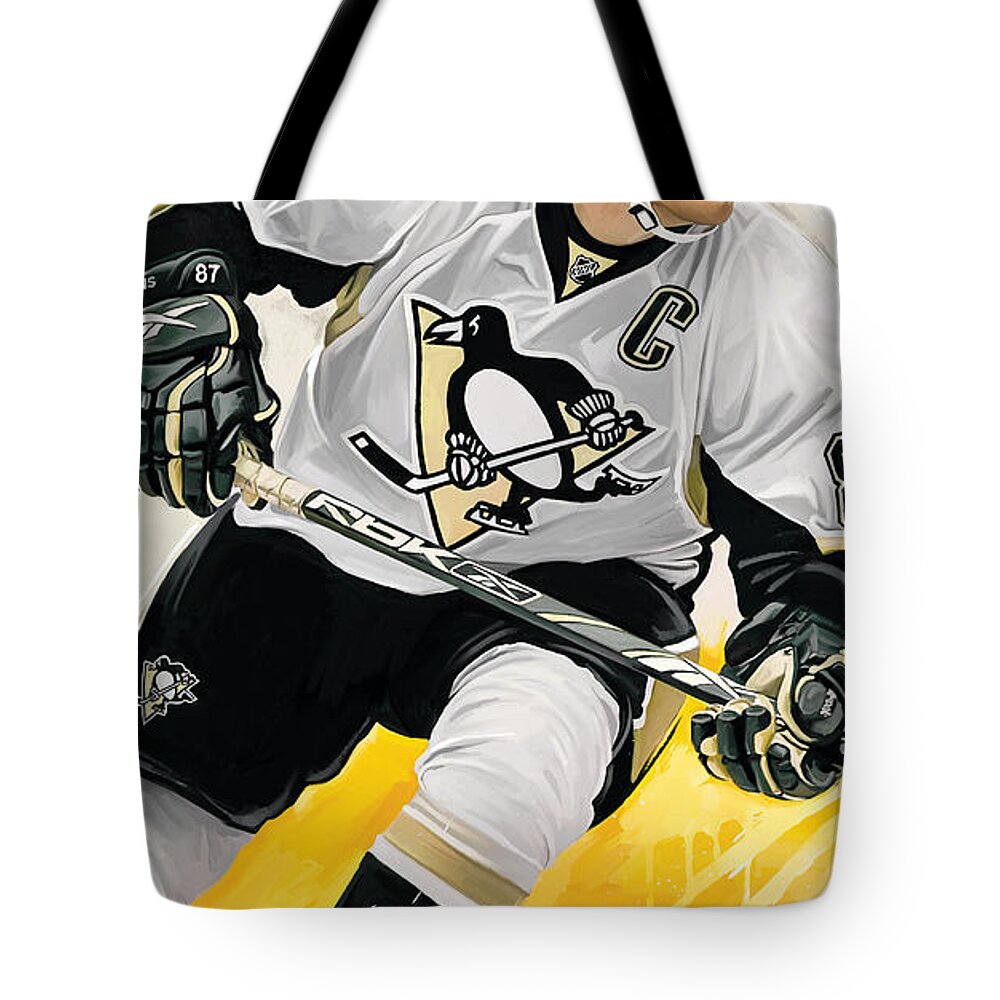 Sidney Crosby Paintings Tote Bag featuring the mixed media Sidney Crosby Artwork by Sheraz A