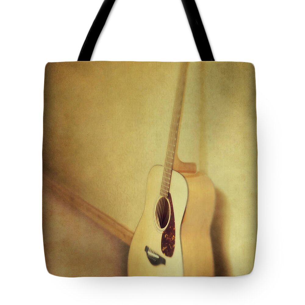 Acustic Tote Bag featuring the photograph Silent Guitar by Priska Wettstein