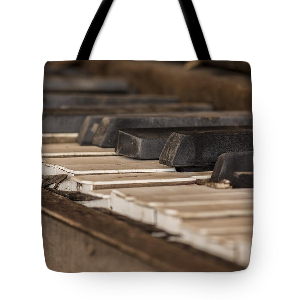 Piano Tote Bag featuring the photograph Silent Keys by Jonathan Davison