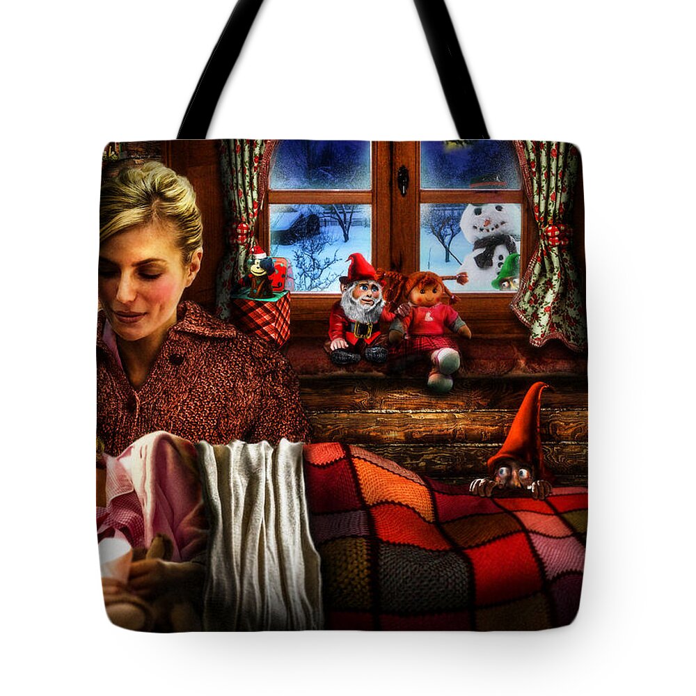 Christmas Tote Bag featuring the digital art Silent Night by Alessandro Della Pietra