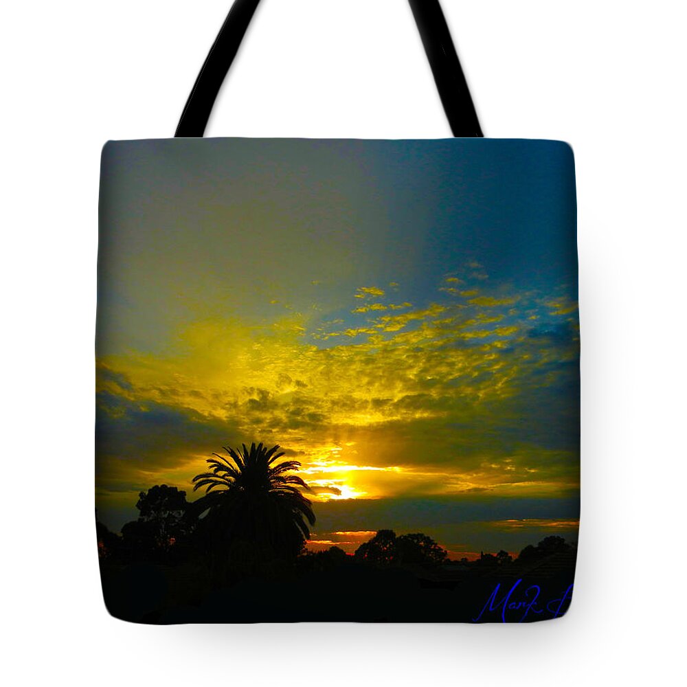 Sunset Tote Bag featuring the photograph Silken Sunset by Mark Blauhoefer