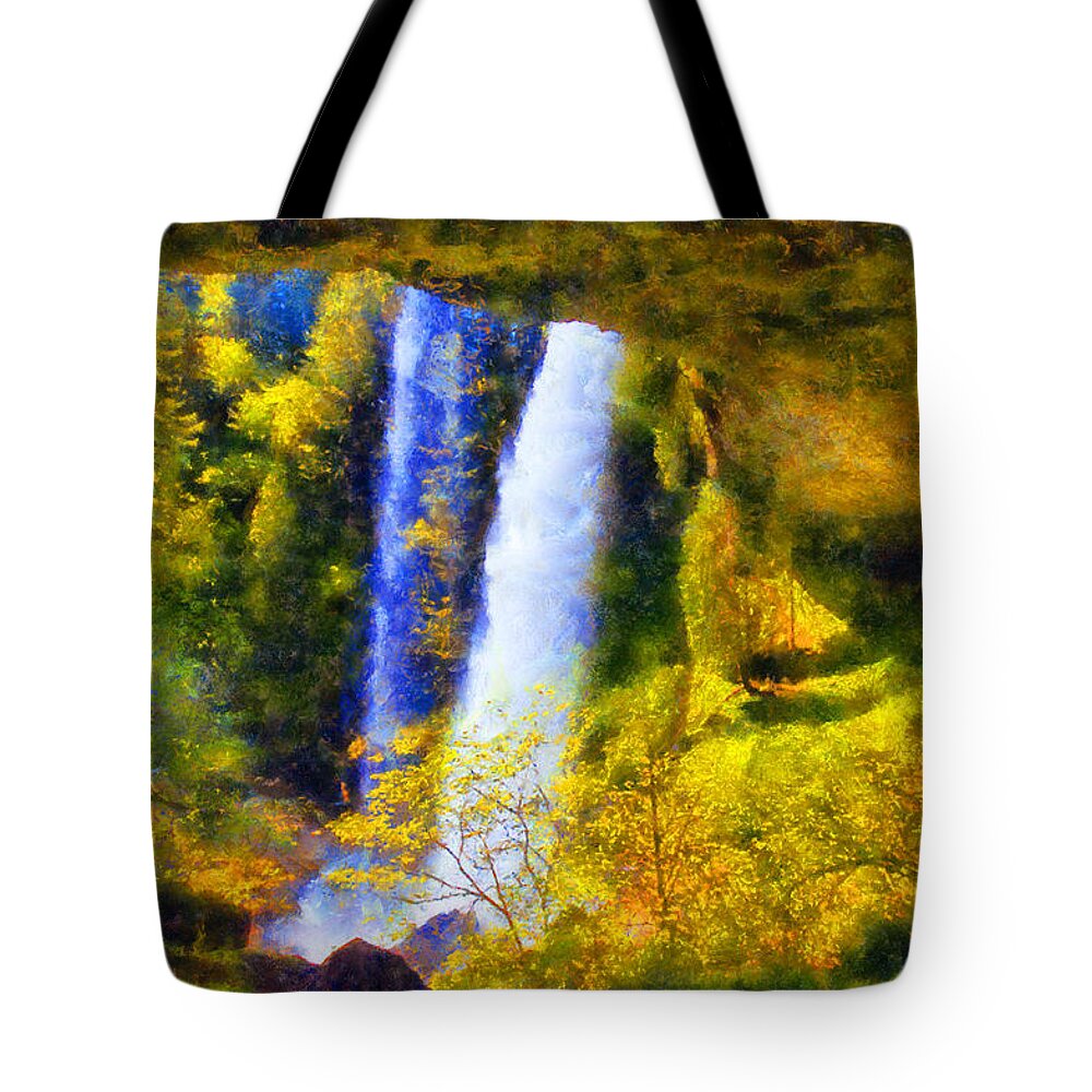 North Falls Tote Bag featuring the digital art Silver Falls North Falls by Kaylee Mason