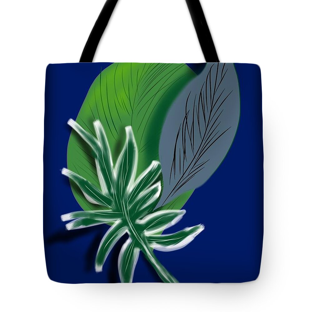 Botantical Tote Bag featuring the digital art Silver Leaf and Fern I by Christine Fournier