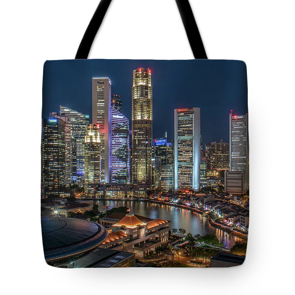 Financial District Tote Bag featuring the photograph Singapore Central Business District by Edward Tian