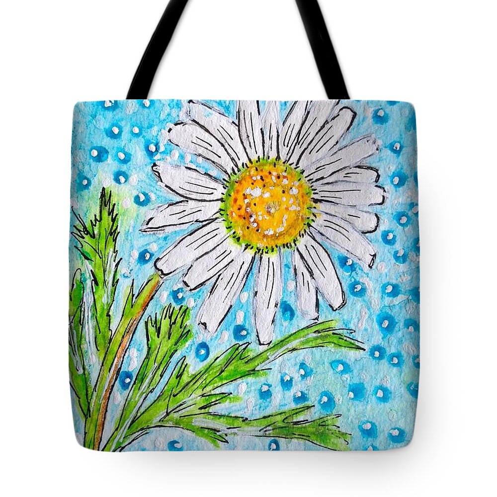 Daisy Tote Bag featuring the painting Single Summer Daisy by Kathy Marrs Chandler