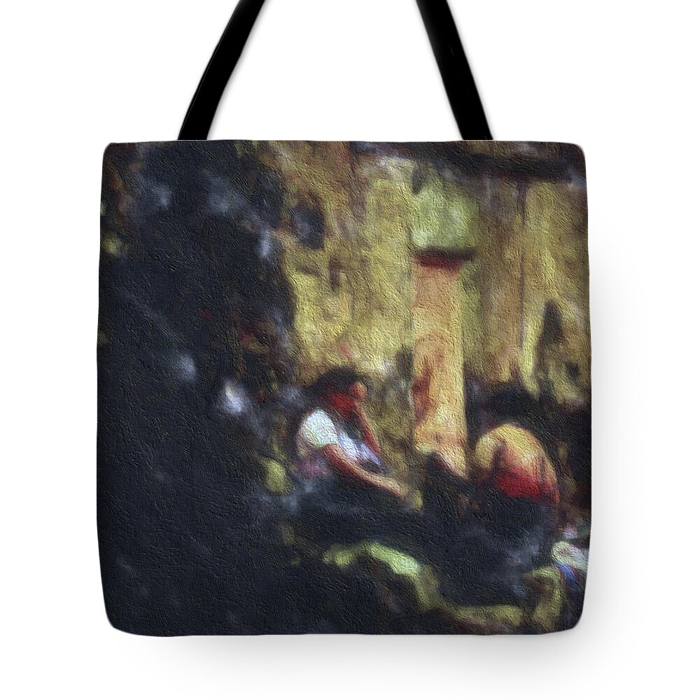 People Tote Bag featuring the digital art Sisters Chatting by William Horden