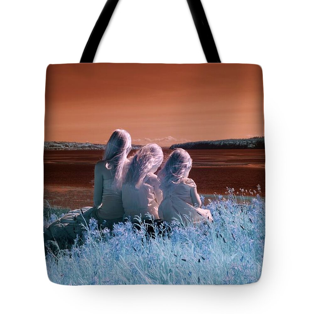 Child Tote Bag featuring the photograph Sisters Dreaming by Rebecca Parker