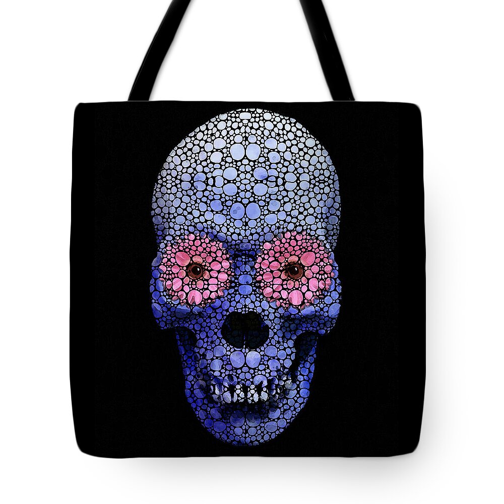 Skull Tote Bag featuring the painting Skull Art - Day Of The Dead 1 Stone Rock'd by Sharon Cummings