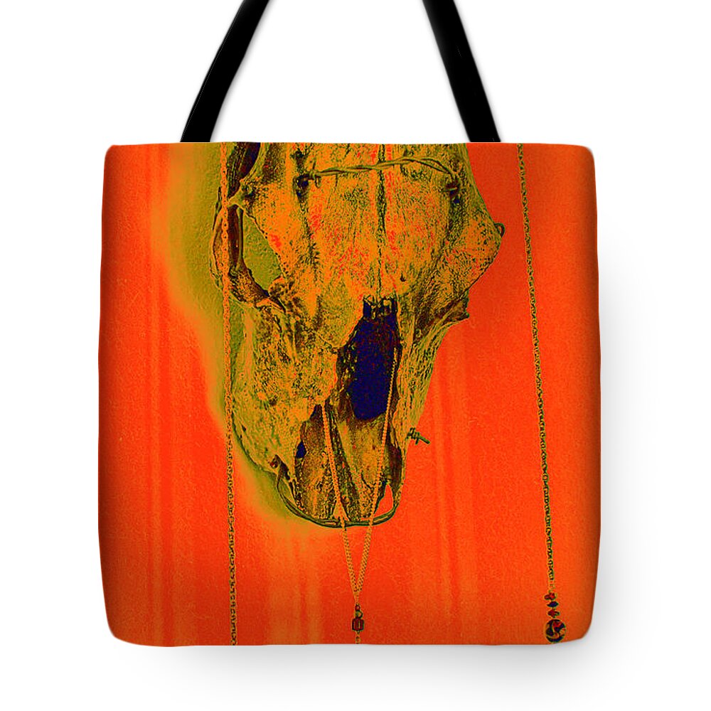  Skull Photographs Tote Bag featuring the photograph Skull of Gold by Mayhem Mediums
