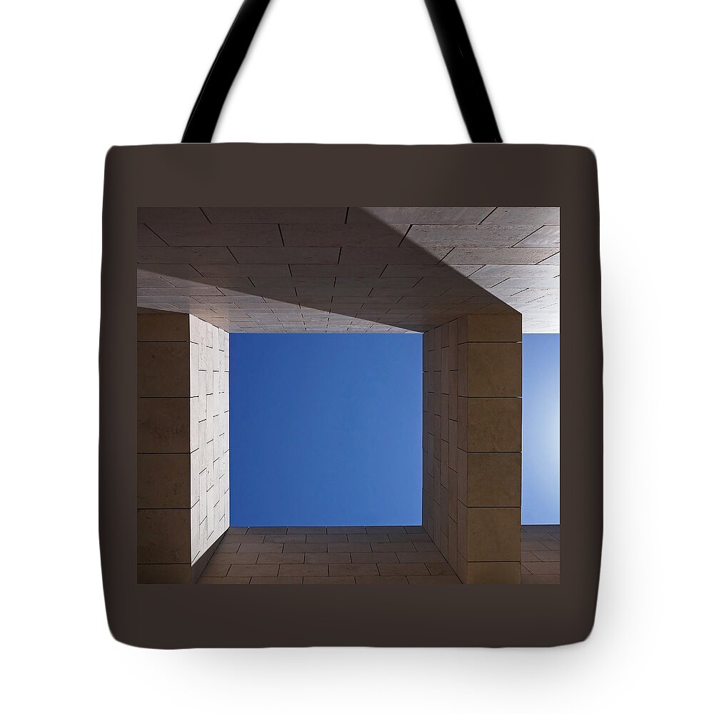 Abstract Tote Bag featuring the photograph Sky Box at The Getty by Rona Black