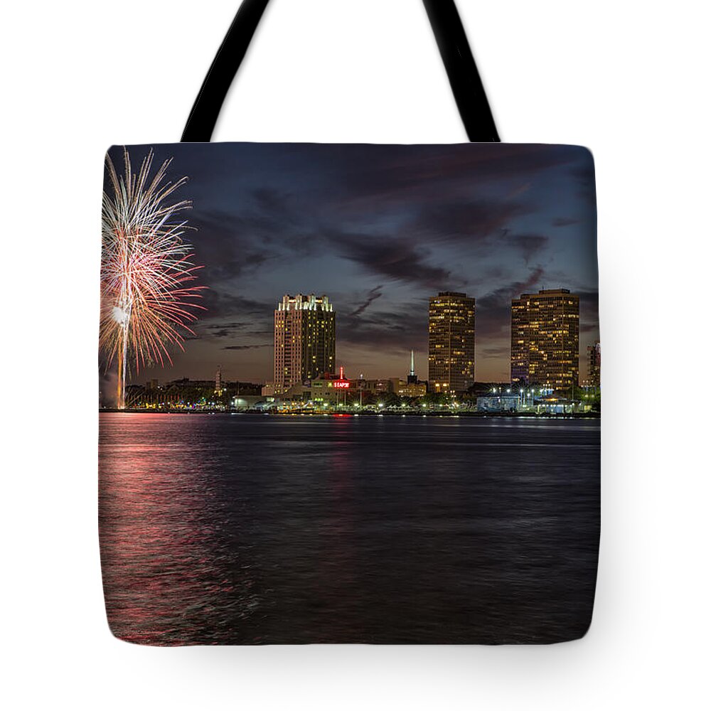 Philadelphia Tote Bag featuring the photograph Sky fire by Rob Dietrich