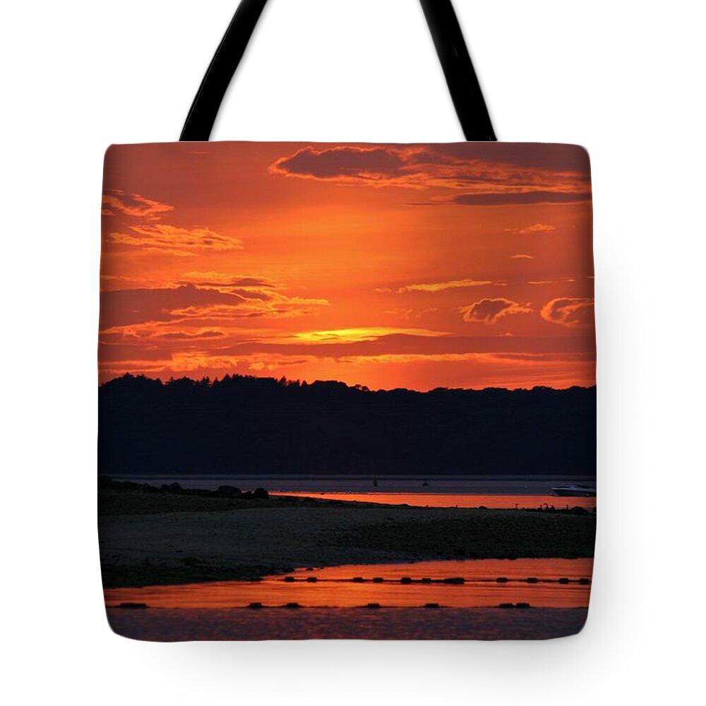 Sunset Tote Bag featuring the photograph Sky Fire Sunset by Karen Silvestri