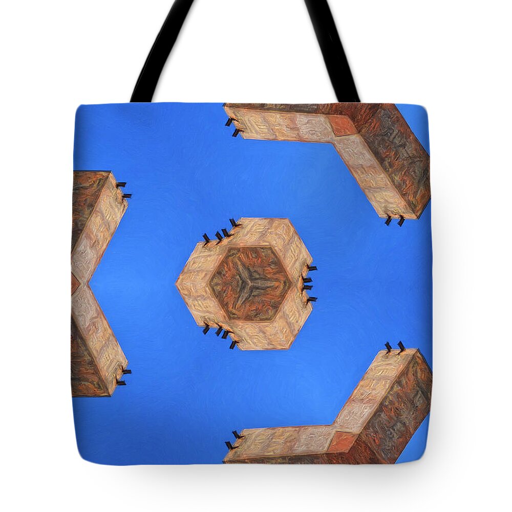 Sky Fortress Tote Bag featuring the painting Sky Fortress Progression 6 by Dominic Piperata