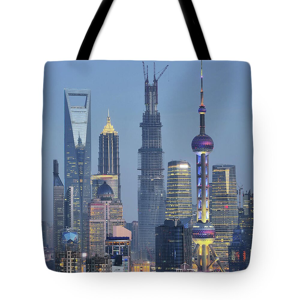 Built Structure Tote Bag featuring the photograph Skyscraper City by Wei Fang