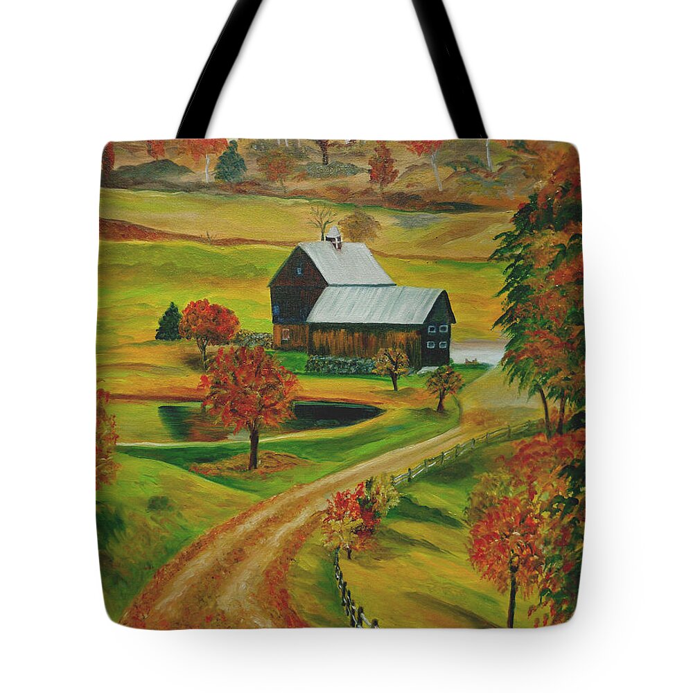 Farm Tote Bag featuring the painting Sleepy Hollow Farm by Julie Brugh Riffey