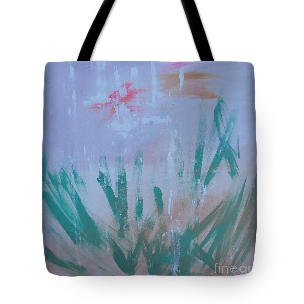 Pond Tote Bag featuring the painting Sleepy Pond by PainterArtist FIN