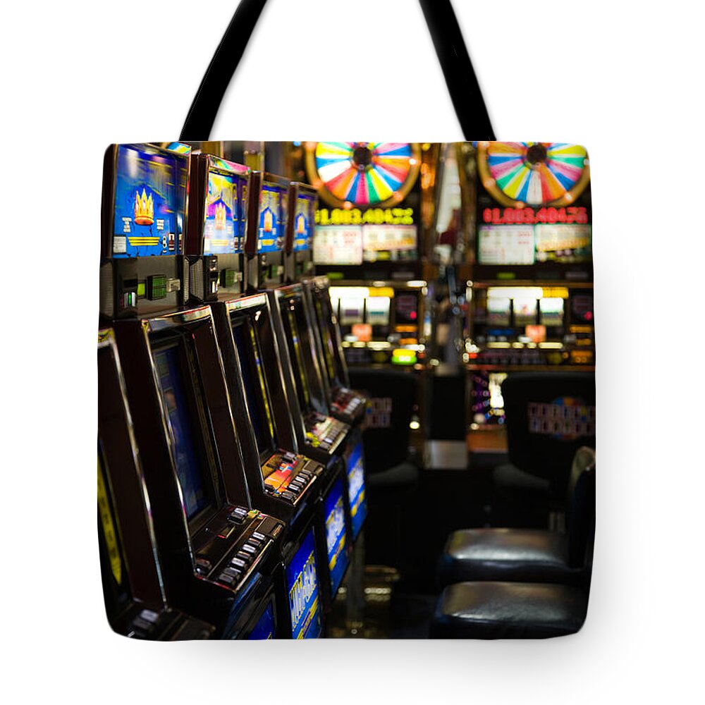 Photography Tote Bag featuring the photograph Slot Machines At An Airport, Mccarran by Panoramic Images