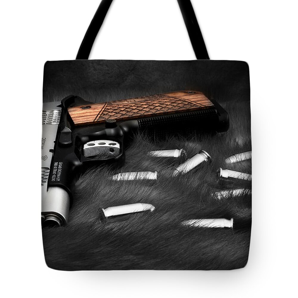 1911 Tote Bag featuring the photograph Smith and Wesson 1911SC Still Life by Tom Mc Nemar