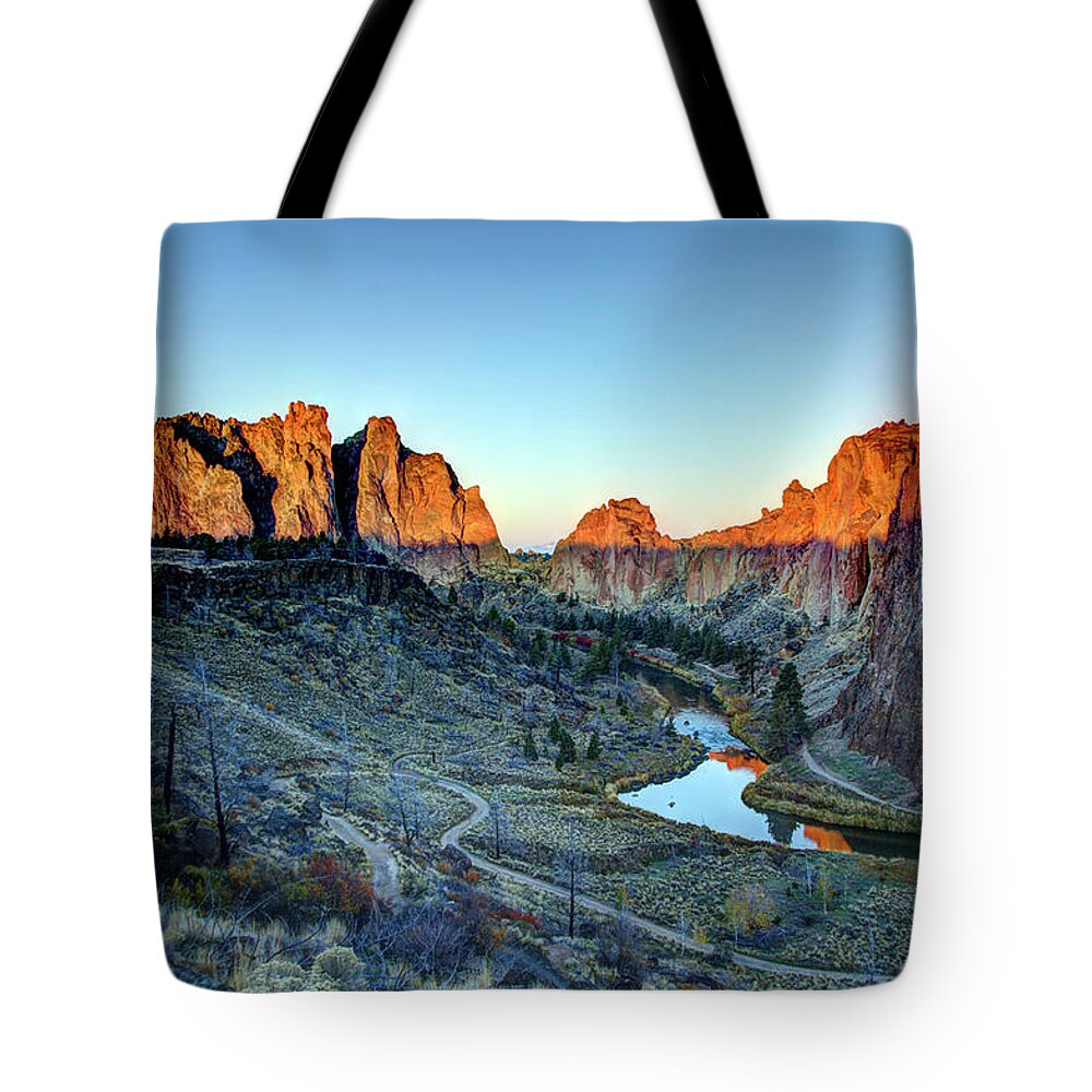 Tranquility Tote Bag featuring the photograph Smith Rock, Oregon - Morning Glory by Image By Nonac digi For The Green Man