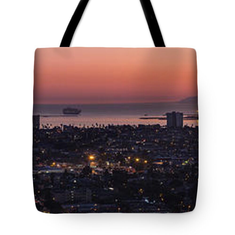 Blue Hour Tote Bag featuring the photograph Smokin Sunset Over Catalina By Denise Dube by Denise Dube
