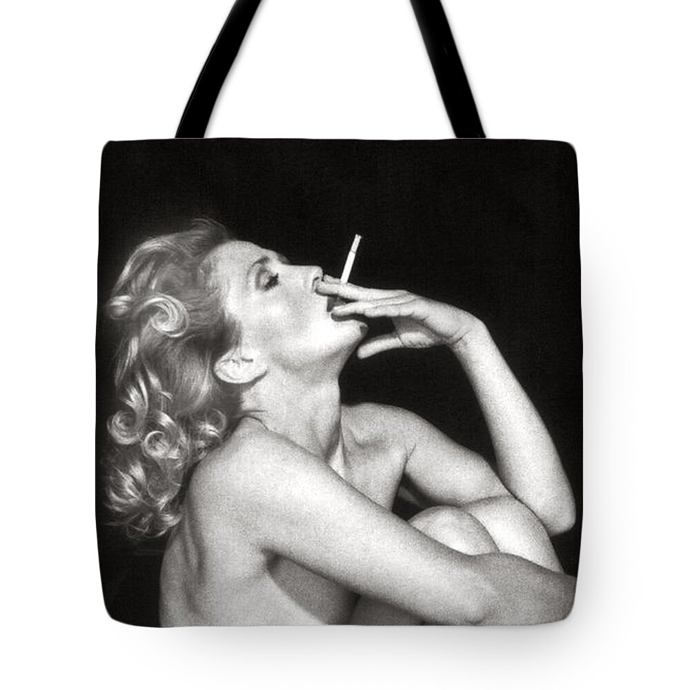 Smoking Nude Tote Bag featuring the photograph Smoking Nude by Silva Wischeropp