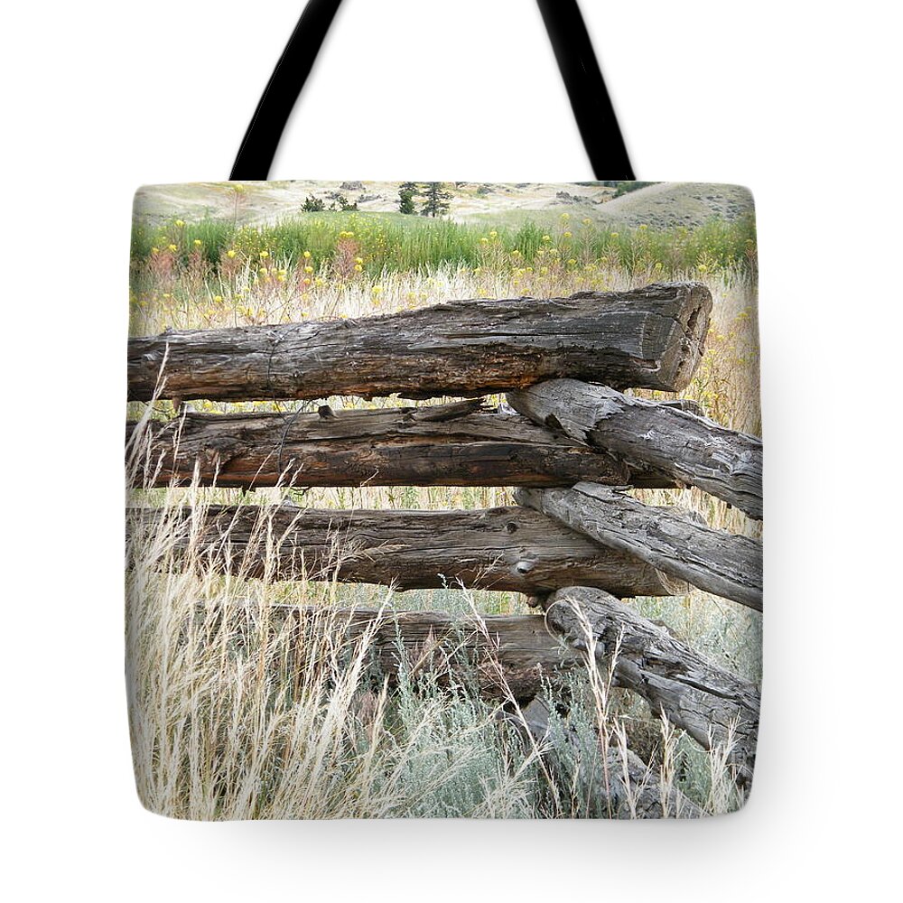 Snake Fence Tote Bag featuring the photograph Snake Fence and Sage Brush by Ann E Robson